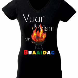 Vuur & Vlam vir Braaidag Ladies V-neck